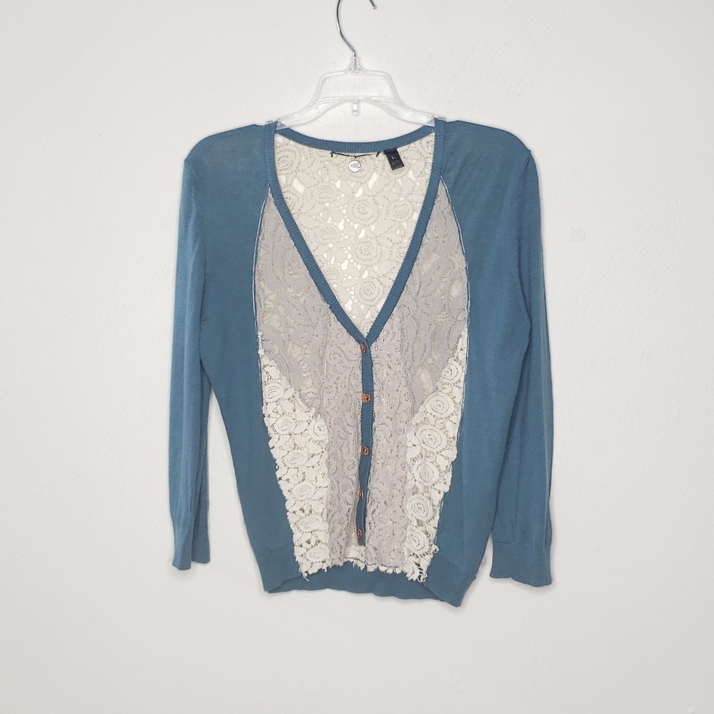 Buckle BKE Boutique Crochet and Lace Cardigan Size Large